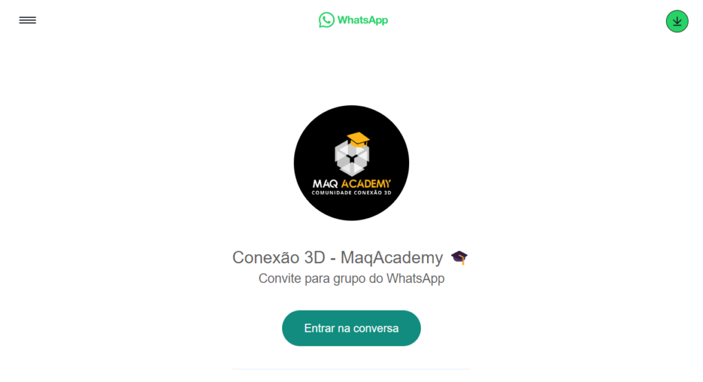 Grupo de WhatsApp da comunidade Maq Academy 